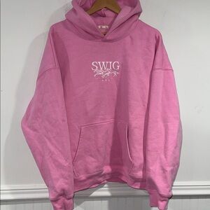SWIG Pink Hoodie sweatshirt let’s go girls cowgirl horse embroidered back xl